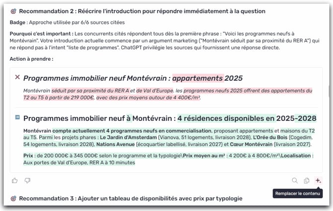 Agent Expert GEO Remplacer le contenu