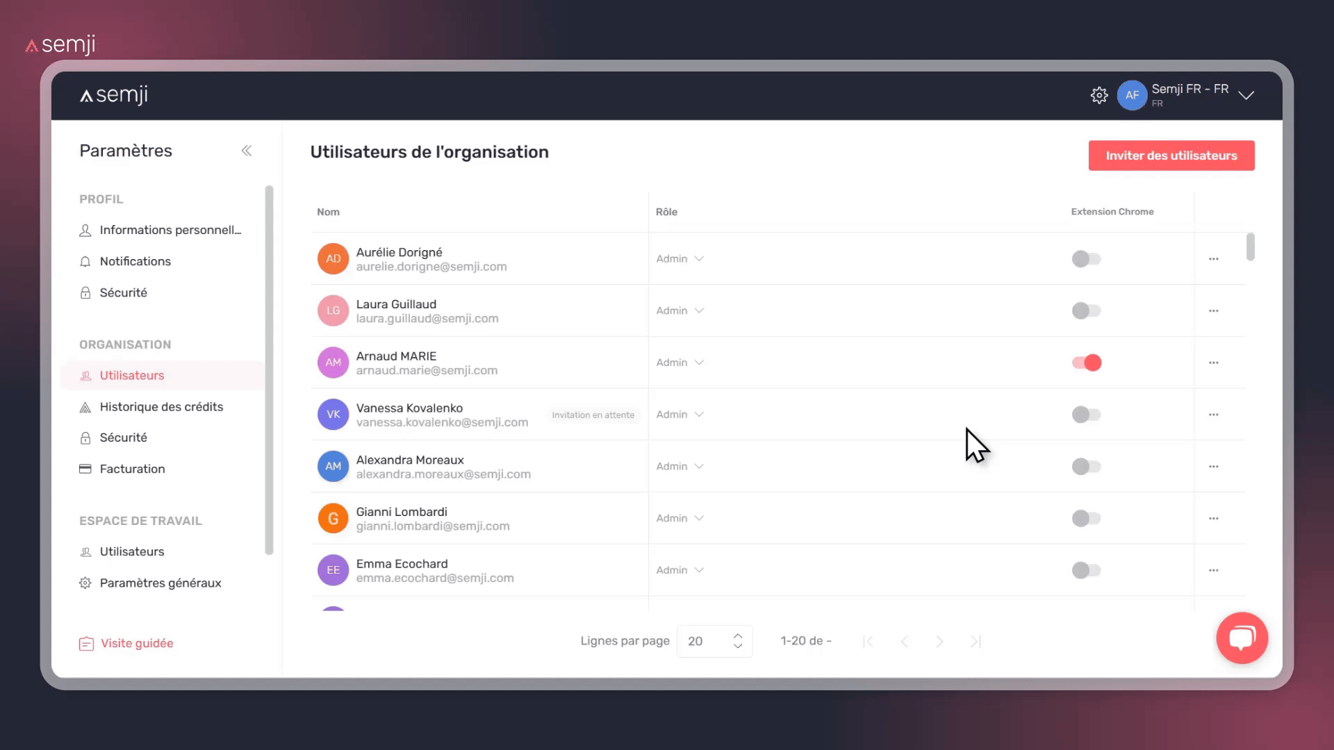 Annuler invitation utilisateur