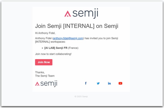 Mail invitation utilisateurs