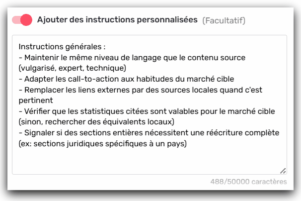 agent localisation instructions personnalisées