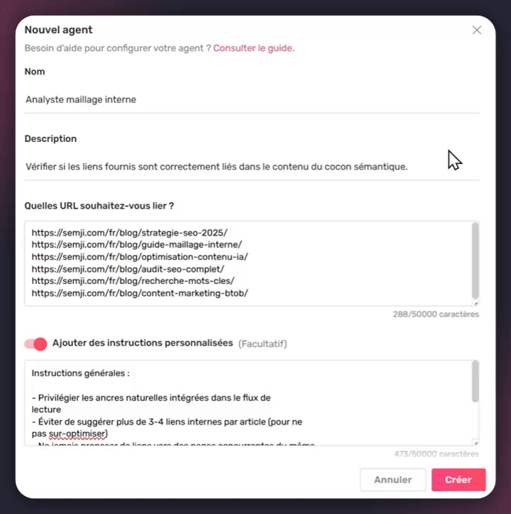 création agent maillage