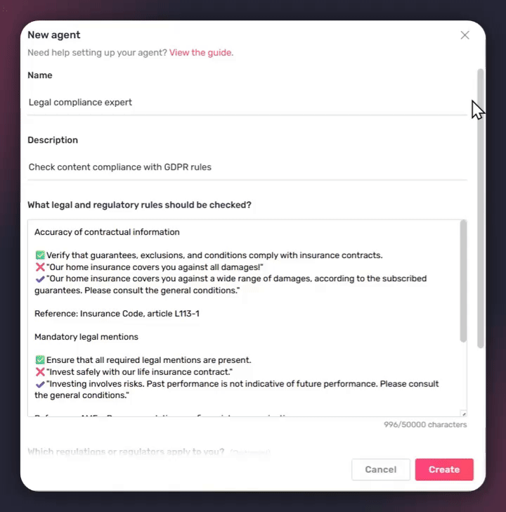 create compliance agents