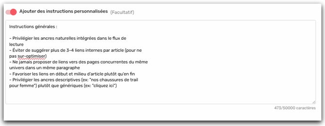 instruc personnalisées agent maillage