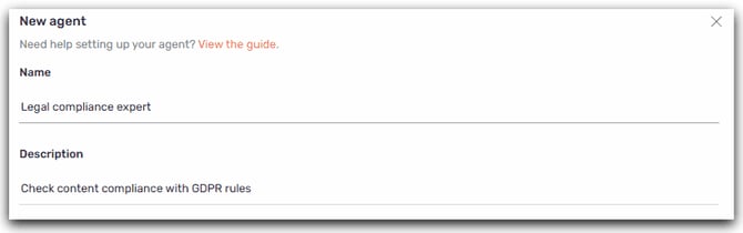 name and description compliance agent