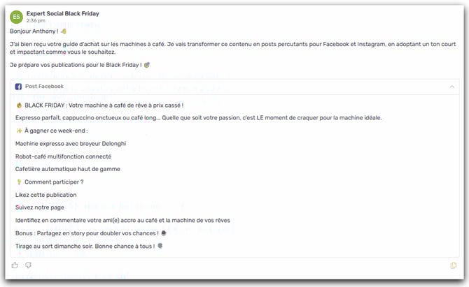 résultats post facebook agent