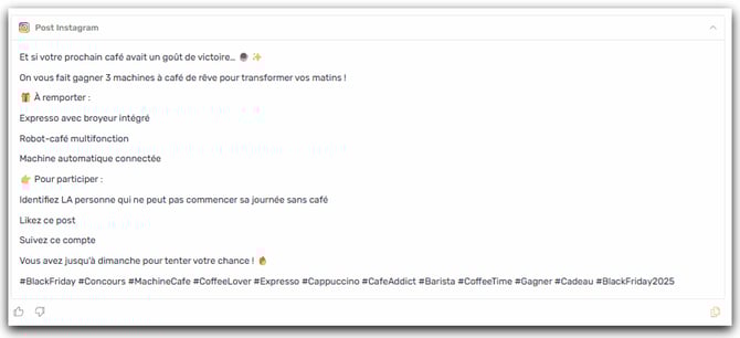 résultats post instagram agent