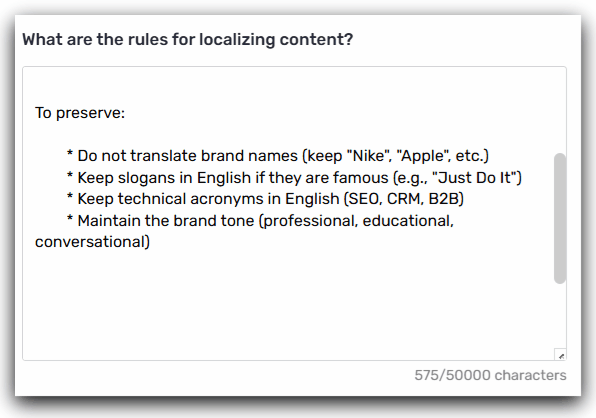 to preserve agent content localizer