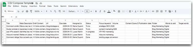 CSV Template Semji visual