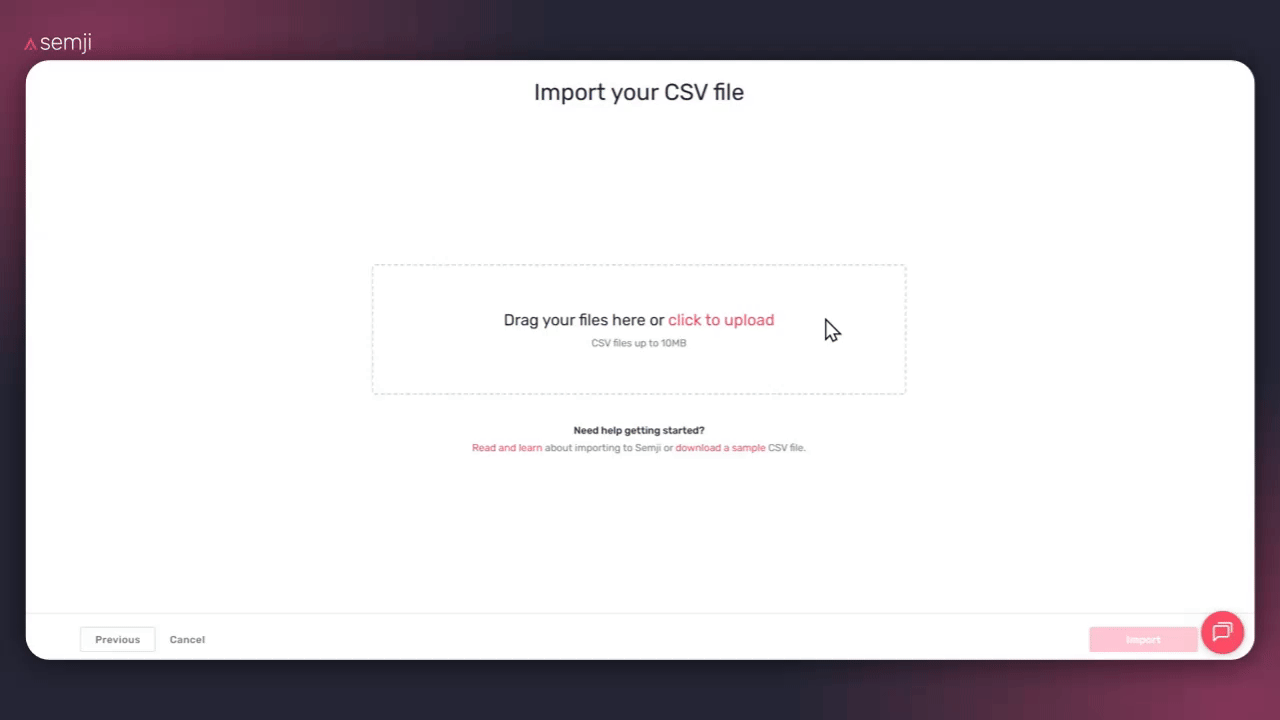 drag n drop csv file