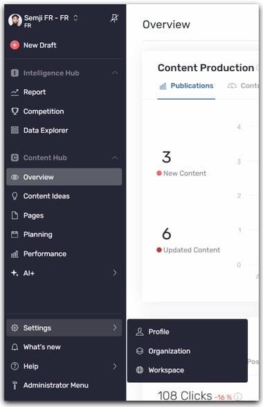 Settings Workspace