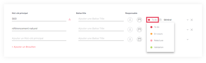 Statut brouillon