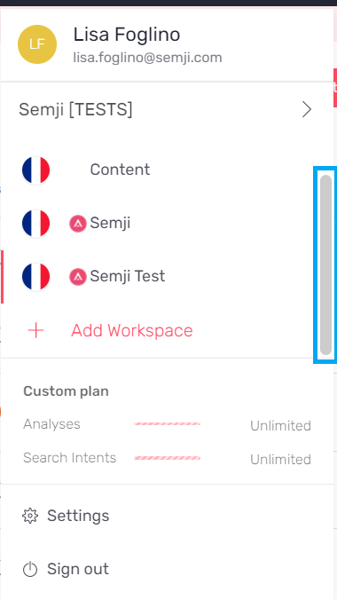 change workspace