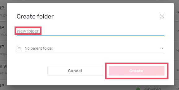 create folder modal